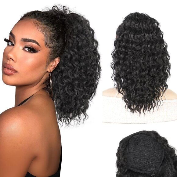 Black Synthetic Curly Ponytail Extension 14 Inch Clip-in Drawstring Stylish main image 4